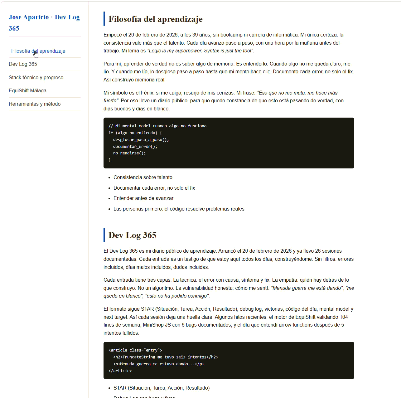 Technical Documentation Page — navbar fija, scroll suave, responsive