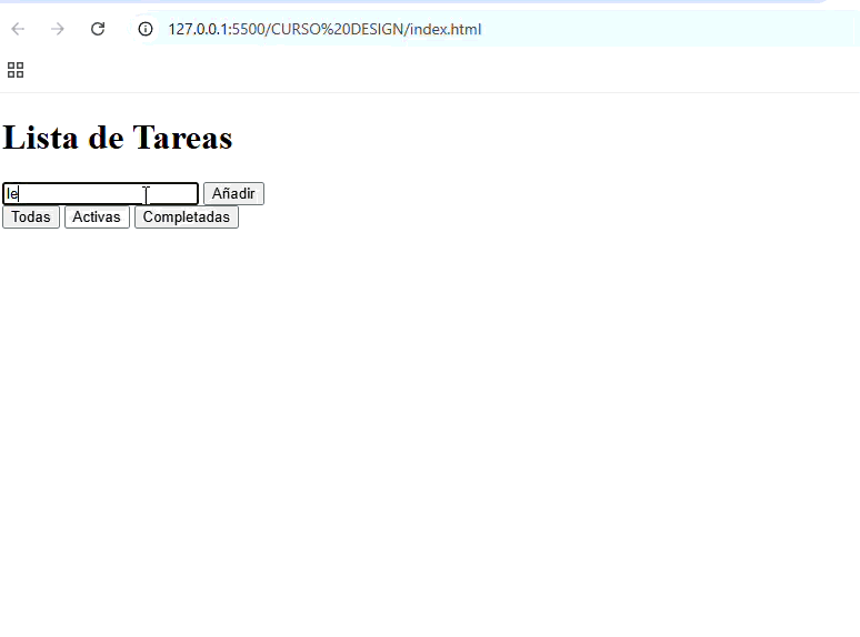 Todo list funcionando — añadir y borrar tareas